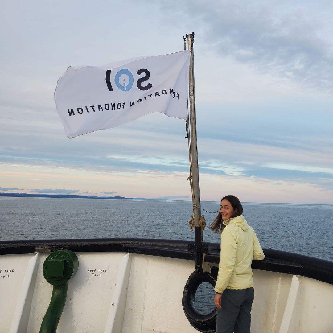 Noémie on the deck of the Polar Prince